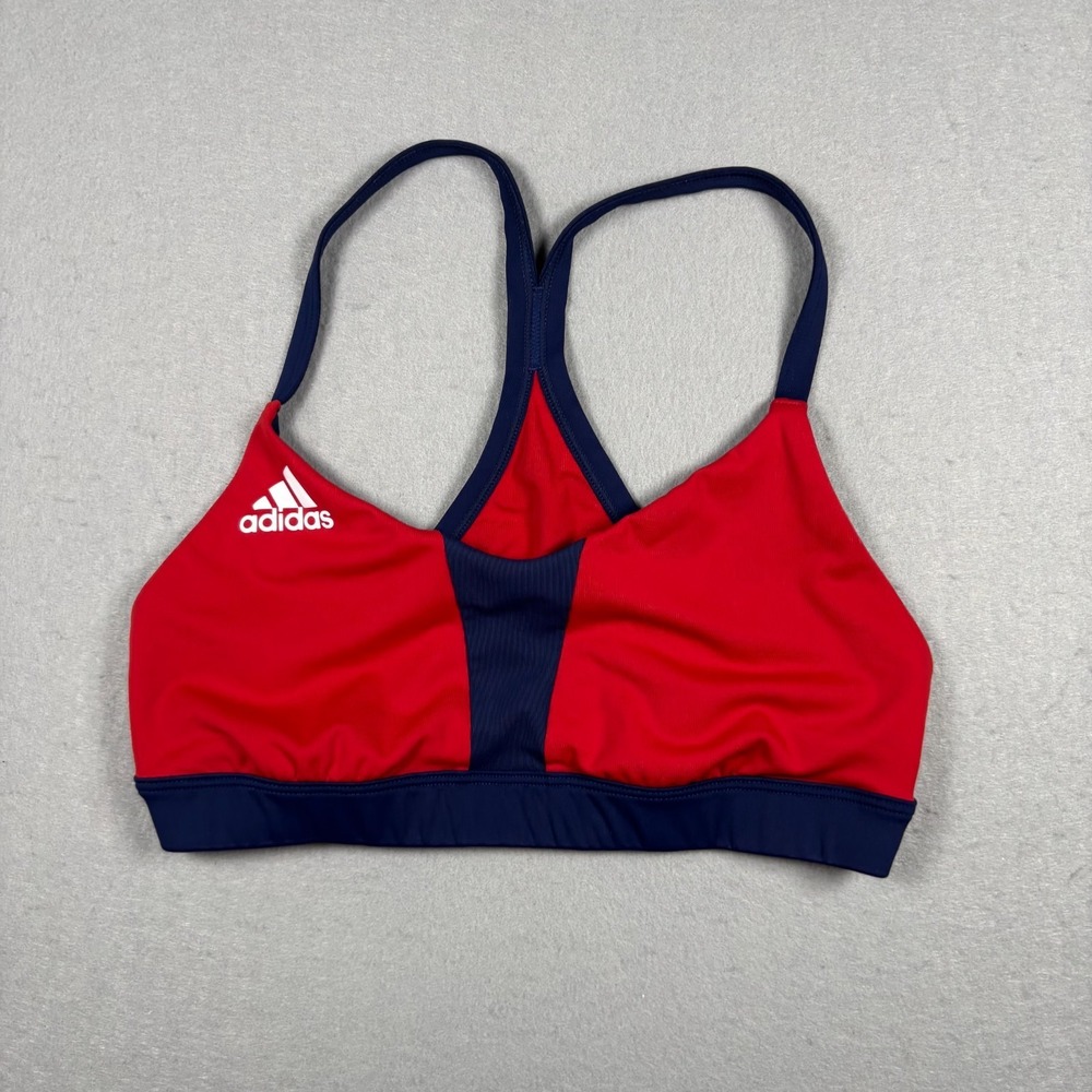 adidas Womens All Me Beach Volley Bikini Top Size Small Red Navy Blue Swim Suit